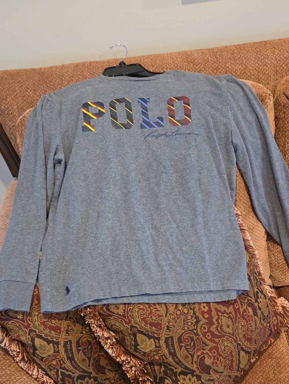 Ralph Lauren Gray Crewneck Tee with Yellow Logo Tag